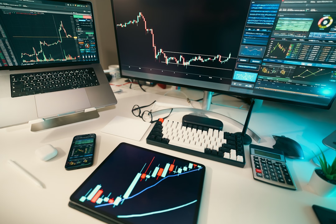 Stock market trading charts and graphs